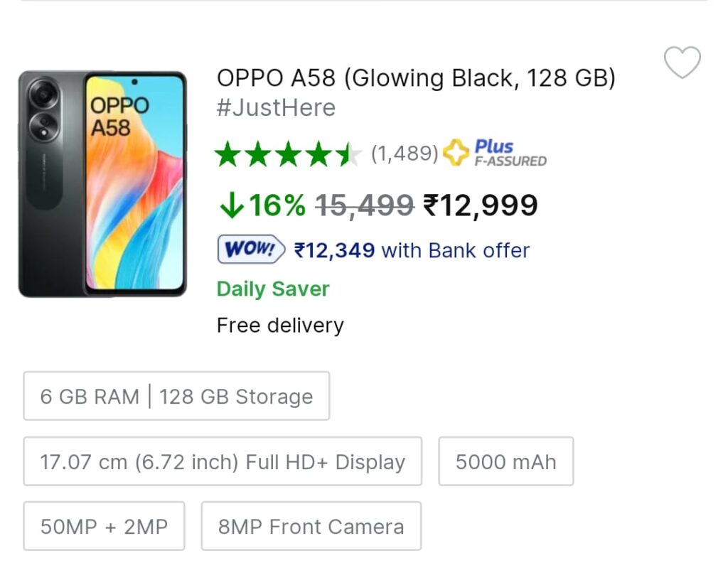 OPPO A58 5G Price in India